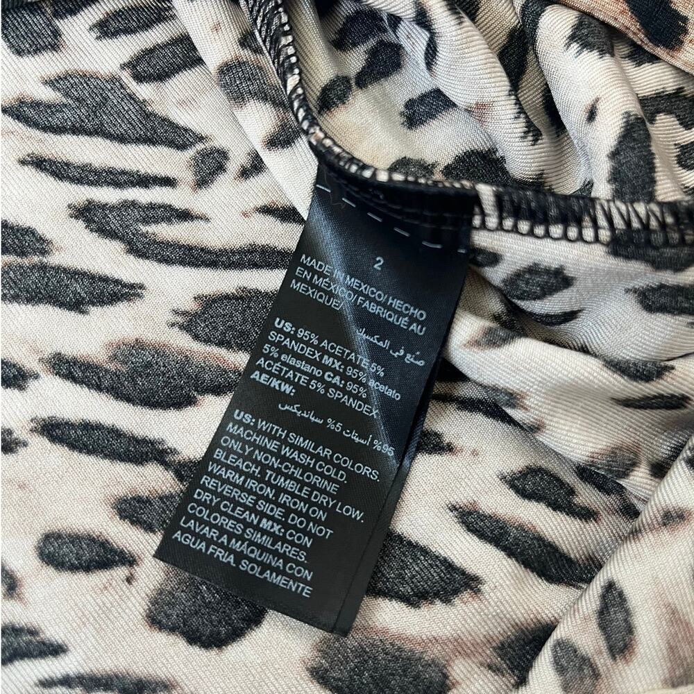 Chico's Travelers 2 Leopard Animal Print Tunic 3/4 Sleeve Slinky Travel (12/14) - Picture 8 of 12